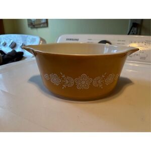 Vintage Pyrex “Butterfly Gold” casserole dish